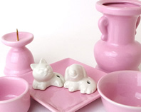 ペット用オリジナル陶器仏具（香立付）